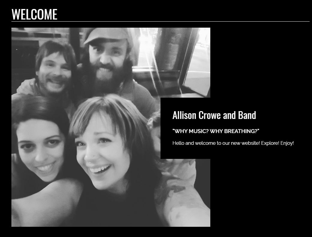 Allison Crowe and Band new website coming in 2020!